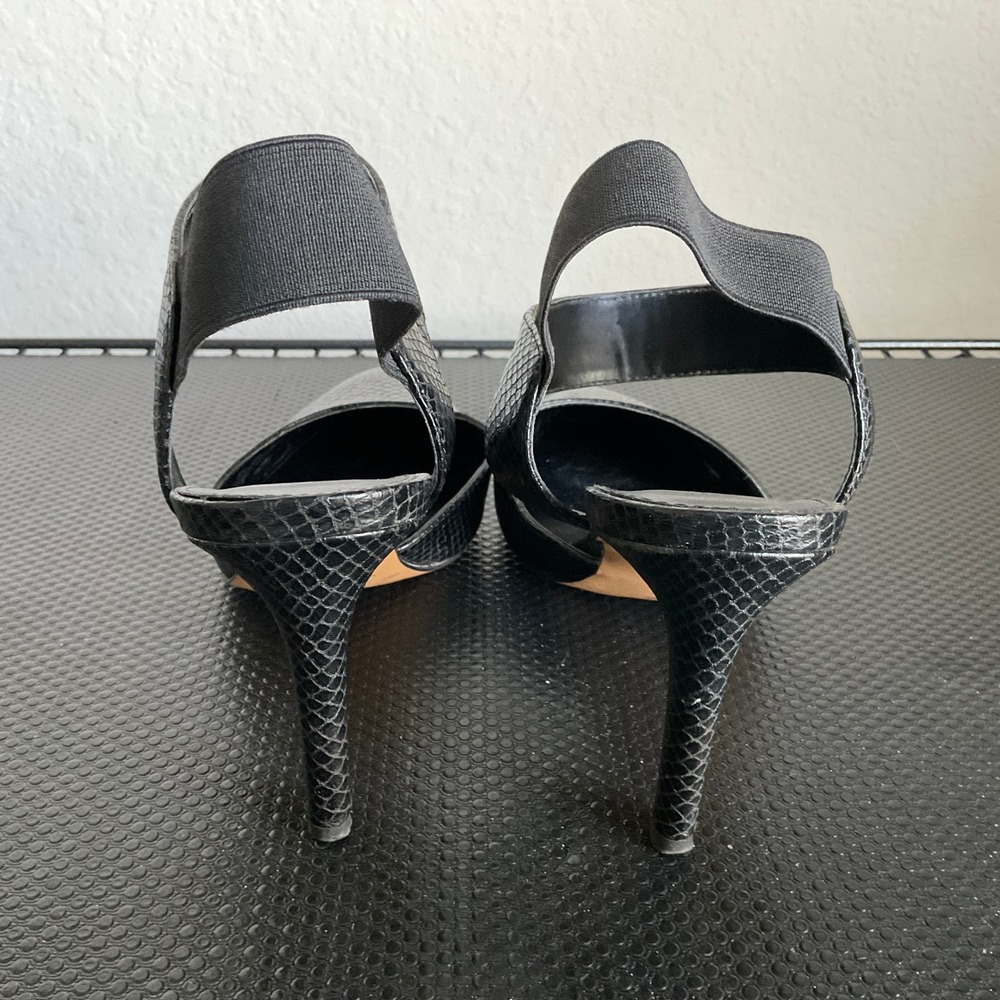 Franco Sarto Lima Black Snake Embossed Pointed Toe D'Orsay Pumps Size 8 - Picture 3 of 12